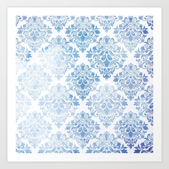 Blue Watercolor Pattern 04 Art Print