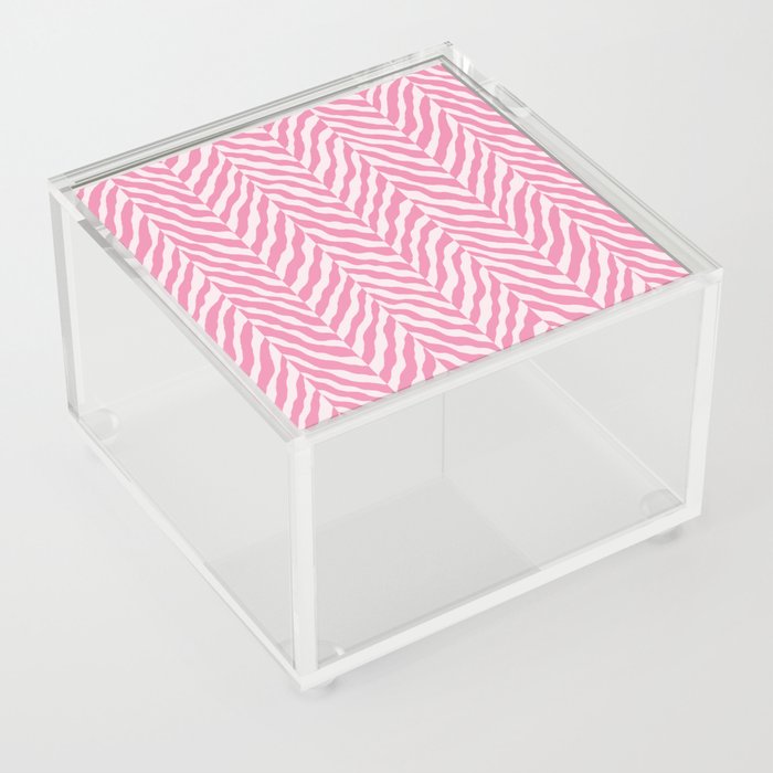 Pink Abstract Zebra chevron pattern. Digital animal print Illustration Background. Acrylic Box