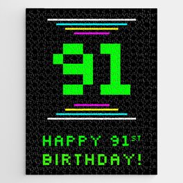 [ Thumbnail: 91st Birthday - Nerdy Geeky Pixelated 8-Bit Computing Graphics Inspired Look Jigsaw Puzzle ]