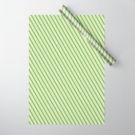 [ Thumbnail: Pale Goldenrod & Sea Green Colored Lines Pattern Wrapping Paper ]