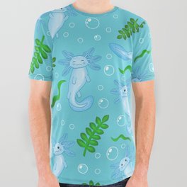 Blue Axolotl pattern All Over Graphic Tee