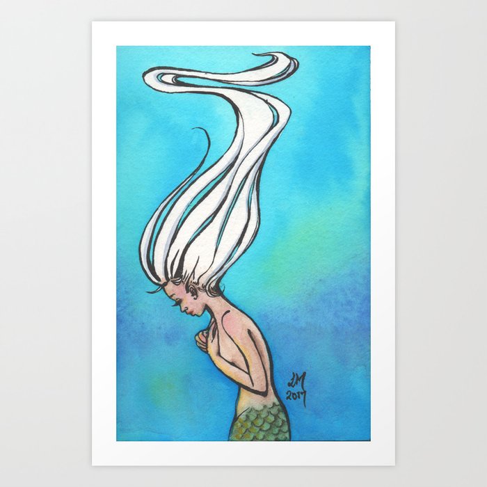 Underwater Mermaid Painting Serenity Art Print By Moonfacearts Society6
