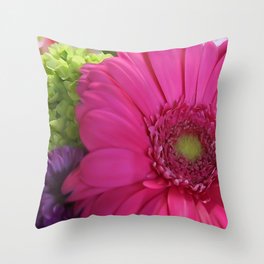 Pink Daisy Floral Bouquet Throw Pillow