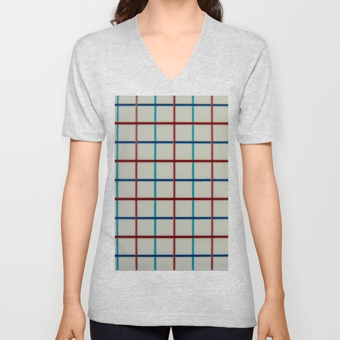 Red and Blue V Neck T Shirt