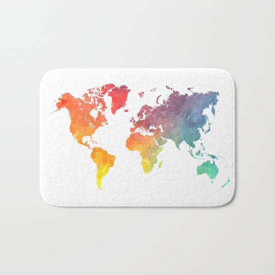 Map of the world colored Bath Mat