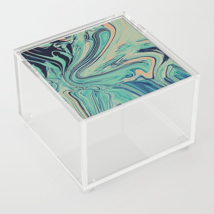 Mediterranean: A pretty abstract digital painting in mint green and pink by Alyssa Hamilton Art  Acrylic Box