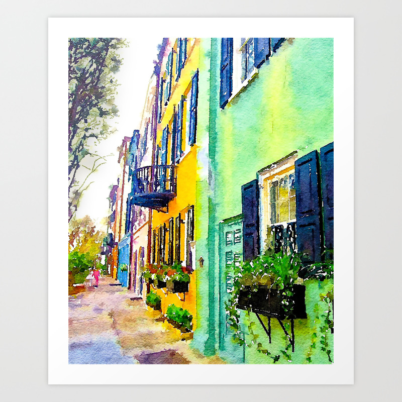 Rainbow Row Charleston South Carolina Art Print By Happenstancebychance Society6