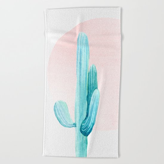 Desert Cactus Rose Gold Sun Beach Towel