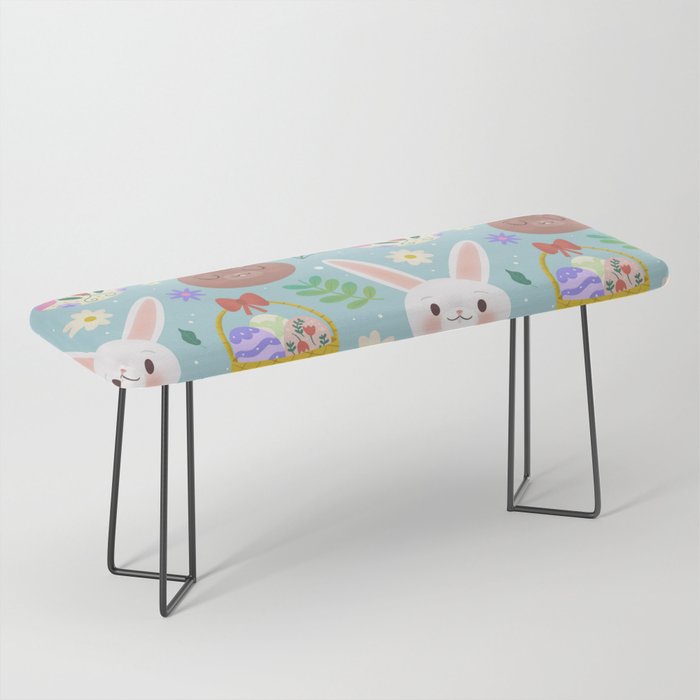 Happy Easter Cute Rabbits Collection Bench