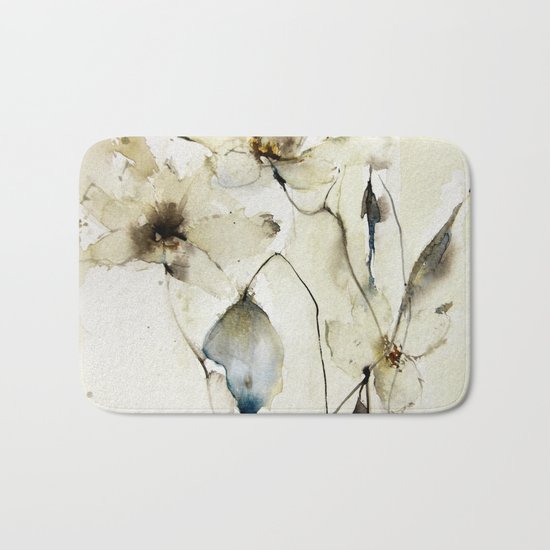 white floral Bath Mat