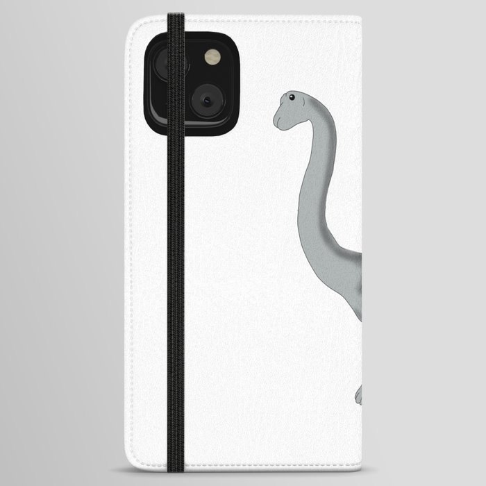 Cute Long Neck Dinosaur Illustration iPhone Wallet Case