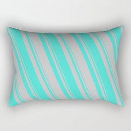 [ Thumbnail: Turquoise and Grey Colored Stripes/Lines Pattern Rectangular Pillow ]