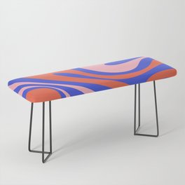Mod Swirl Retro Abstract Pattern Bright Blue Orange Pink Bench