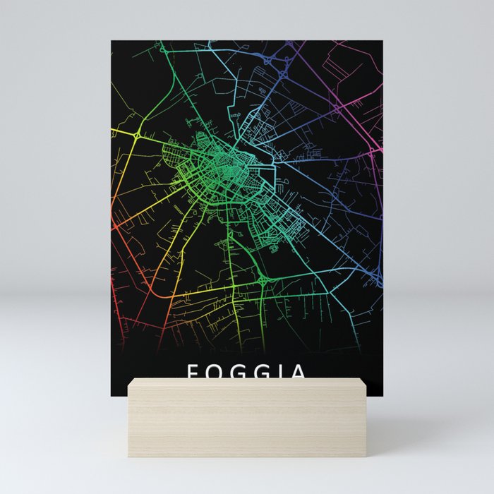 Foggia, Italy, City, Map, Rainbow, Map, Art, Print Mini Art Print