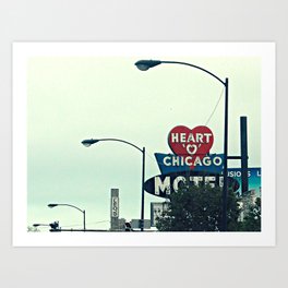 Heart 'O' Chicago Motel (Day) ~ vintage neon sign Art Print