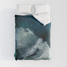Untamed [2]: a vibrant minimal abstract design in blue gold and white by Alyssa Hamilton Art Duvet Cover