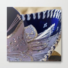 Mexico Photography - Blue And Silver Sombrero Metal Print