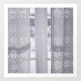Curtain in window - Interior Photography – Old vintage house - Fine Art Print Art Print