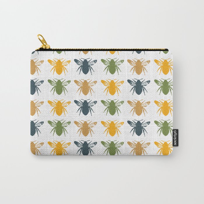 Honey Bees in yellow, gold and navy Carry-All Pouch