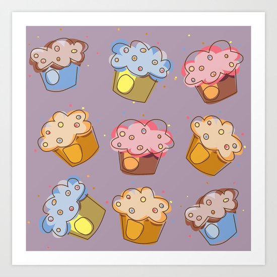 Muffins - pattern Art Print