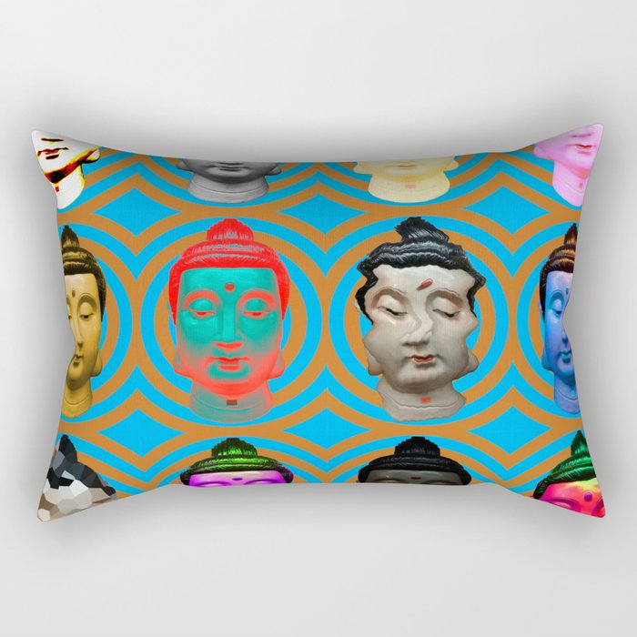 Buddha Heads Rectangular Pillow