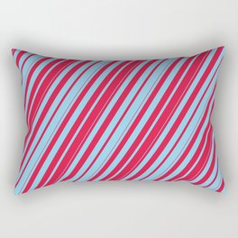 [ Thumbnail: Crimson & Sky Blue Colored Lines Pattern Rectangular Pillow ]