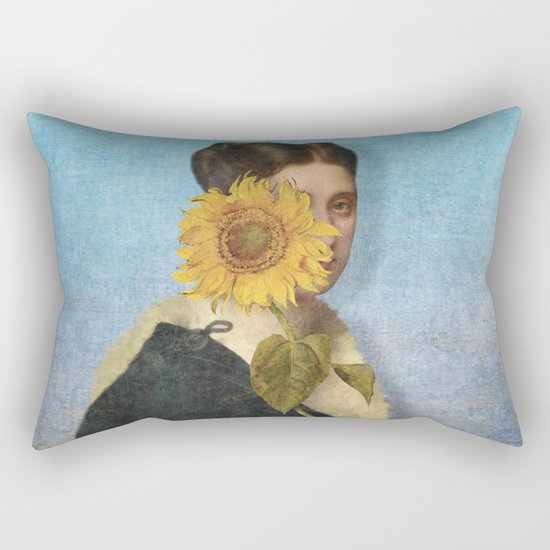 Girl with Sunflower 2 Rectangular Pillow
