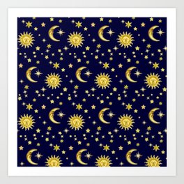 Sun, Moon & Stars Art Print