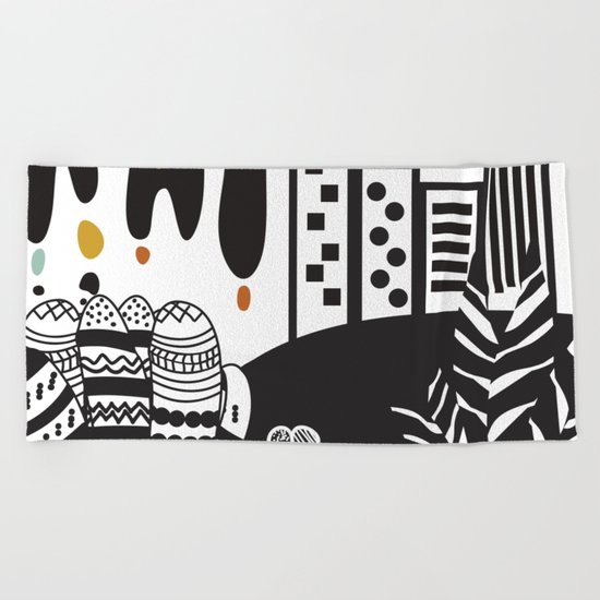 Black and white landscape Beach Towel