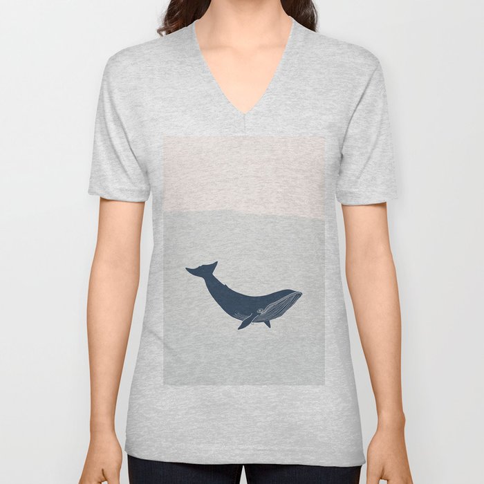 Blue Whale V Neck T Shirt