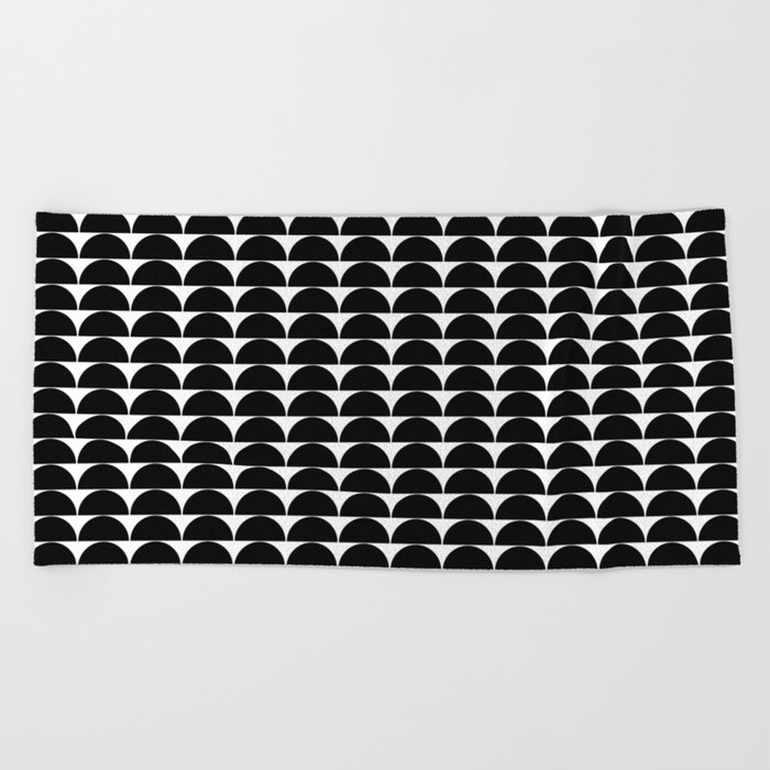 Black and white mid century modern geo shapes Beach Towel