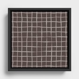 Handmade grid check brown chocolate Framed Canvas