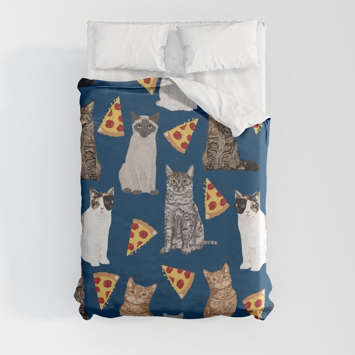 Cats pizza slices food cat lover pet gifts must have cat breeds Duvet Cover