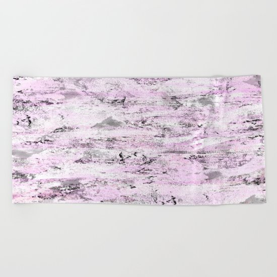 Pink and Grey Abstract Beach Towel