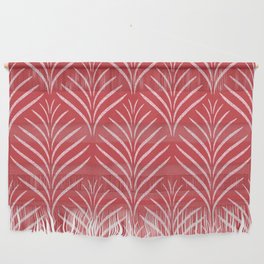 Palm Leaves Ogee Pattern Red and Pink Wall Hanging