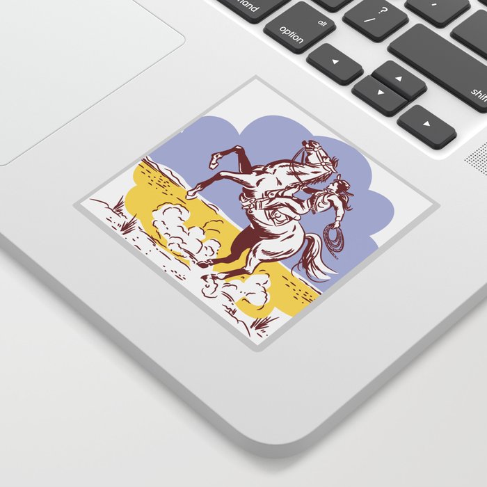 Cowgirl riding a Wild Horse on a Rodeo Sticker