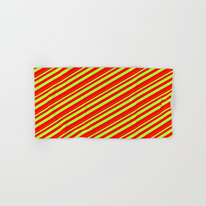 Light Green and Red Colored Stripes Pattern Hand & Bath Towel