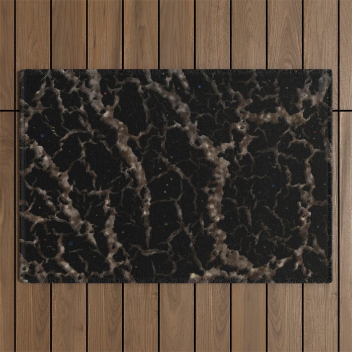 Cracked Space Lava - Glitter Brown Outdoor Rug