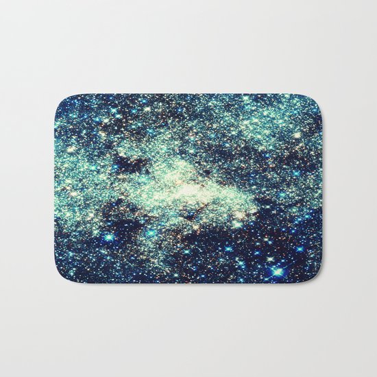 gAlAxY Stars Teal Turquoise Blue Bath Mat