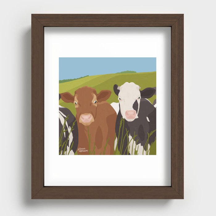 Cows in Field Recessed Framed Print