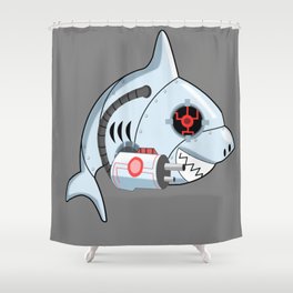 Robot Shark Madness Shower Curtain