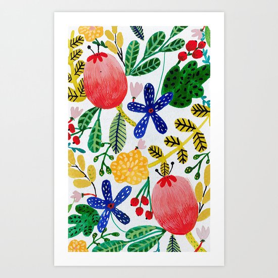 Gouache Flowers Art Print