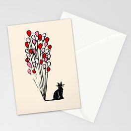 Cat with Balloons Stationery Card