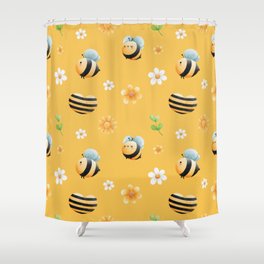 Buzzy Bee In Mellow Yellow Shower Curtain