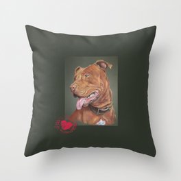 True Love - Red Nose Pitbull Terrier Throw Pillow