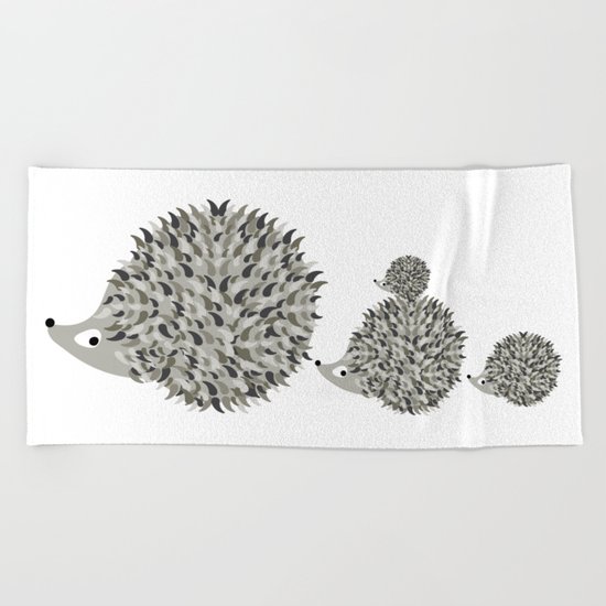Hedgehogs family Beach Towel
