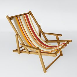 [ Thumbnail: Light Yellow, Red, Orange, and Tan Colored Striped/Lined Pattern Sling Chair ]