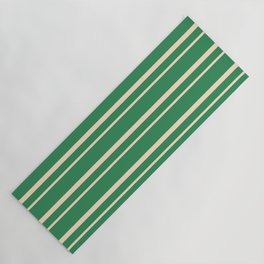[ Thumbnail: Sea Green and Bisque Colored Lined Pattern Yoga Mat ]