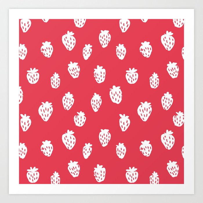 Strawberry Stamp Pattern Art Print