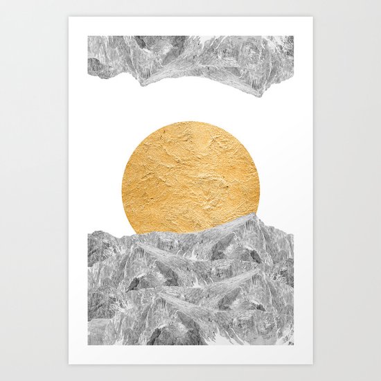 Modern Abstract - Sun and Mountains Art Print